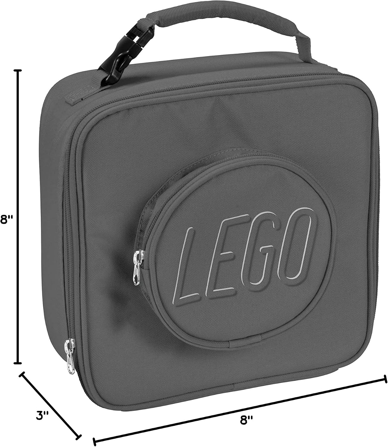 LEGO Lunch Bag, Durable and Insulated, with Mesh Pouch and Zip Compartment, Perfect for On-the-Go Meals, Gray