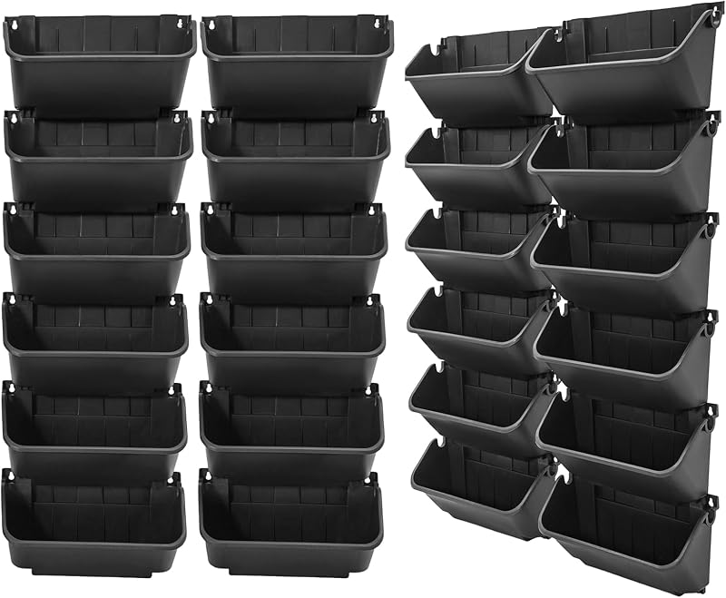 Wall Mounted Vertical Planter 24 Pots, 10.1oz Self-Watering System for Indoor/Outdoor, Black PP Modular Plant Wall for Balcony, Garden Living Wall Decor