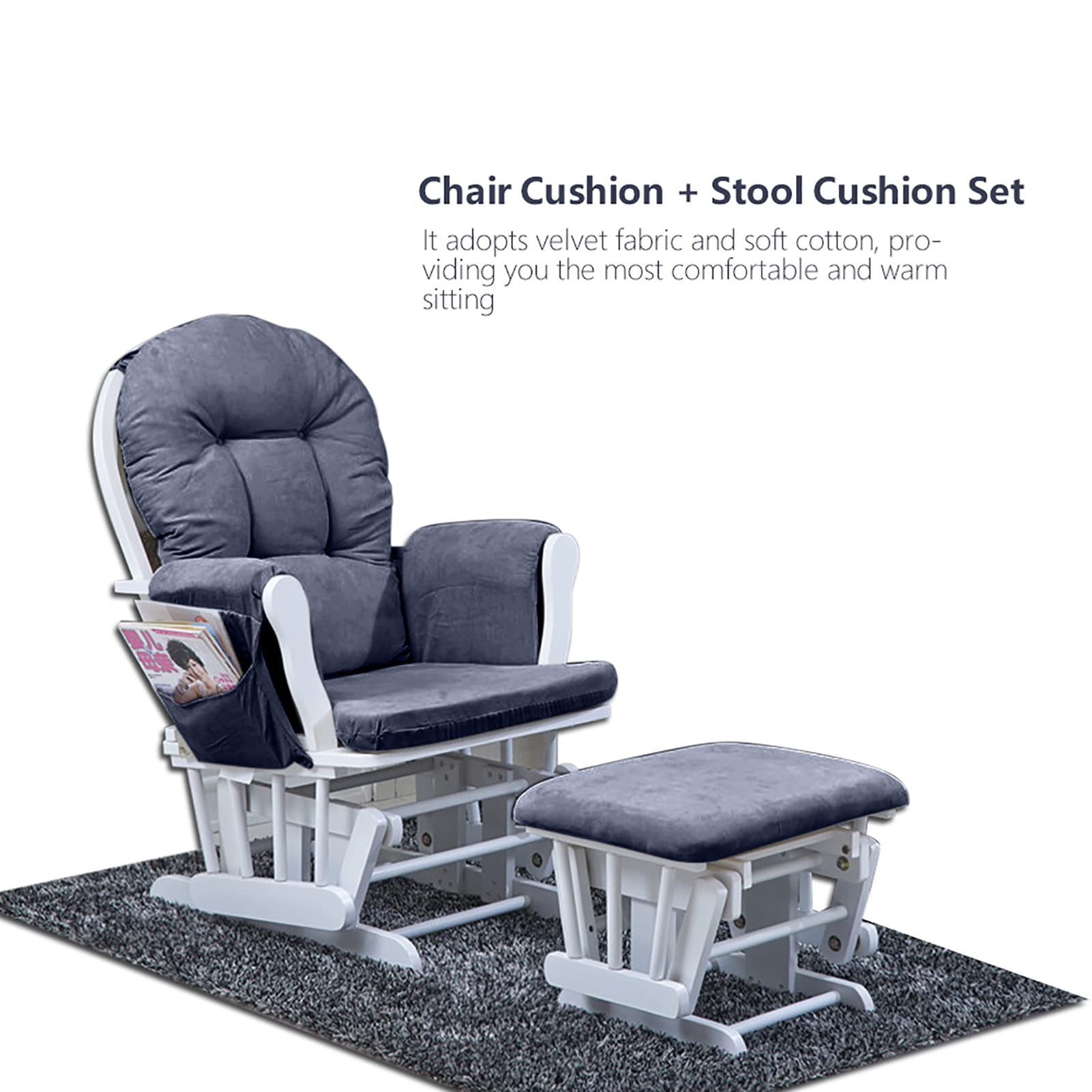 Haofy Cojín de Silla de Algodón de Terciopelo Suave, Ajuste 100% Cómodo con Cierre de Gancho y Bucle para Sillas de Madera Dura, Mecedoras, de Comedor