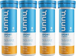 Nuun Sport: Electrolyte Drink Tablets, Box of 4 Tubes (40 servings), Orange, Electrolyte Hydration Supplement