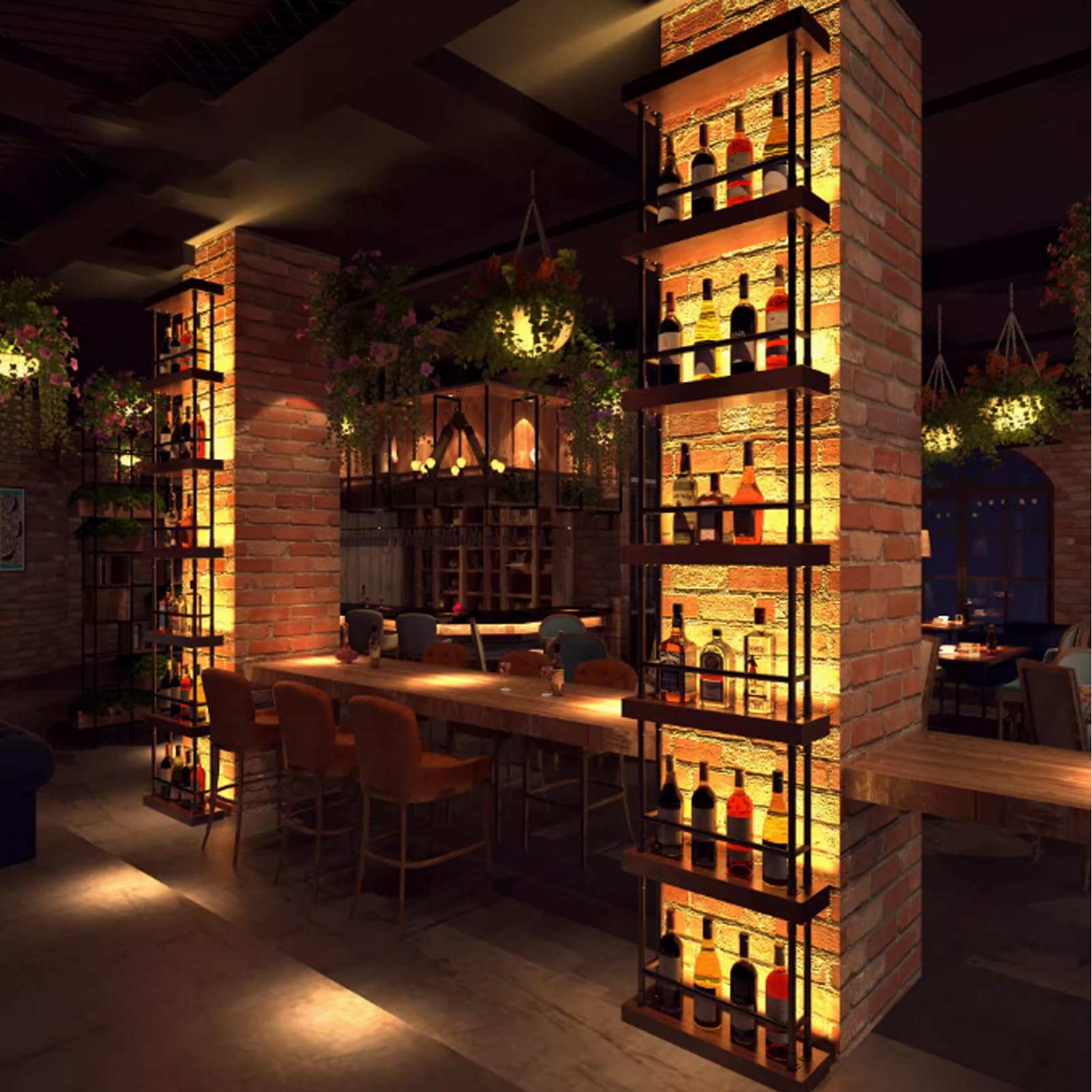 Estante de exhibición de vino de metal con iluminación LED para montar en la pared, estante de almacenamiento flotante para el hogar, restaurante y bar, elegante soporte para vino perfecto para