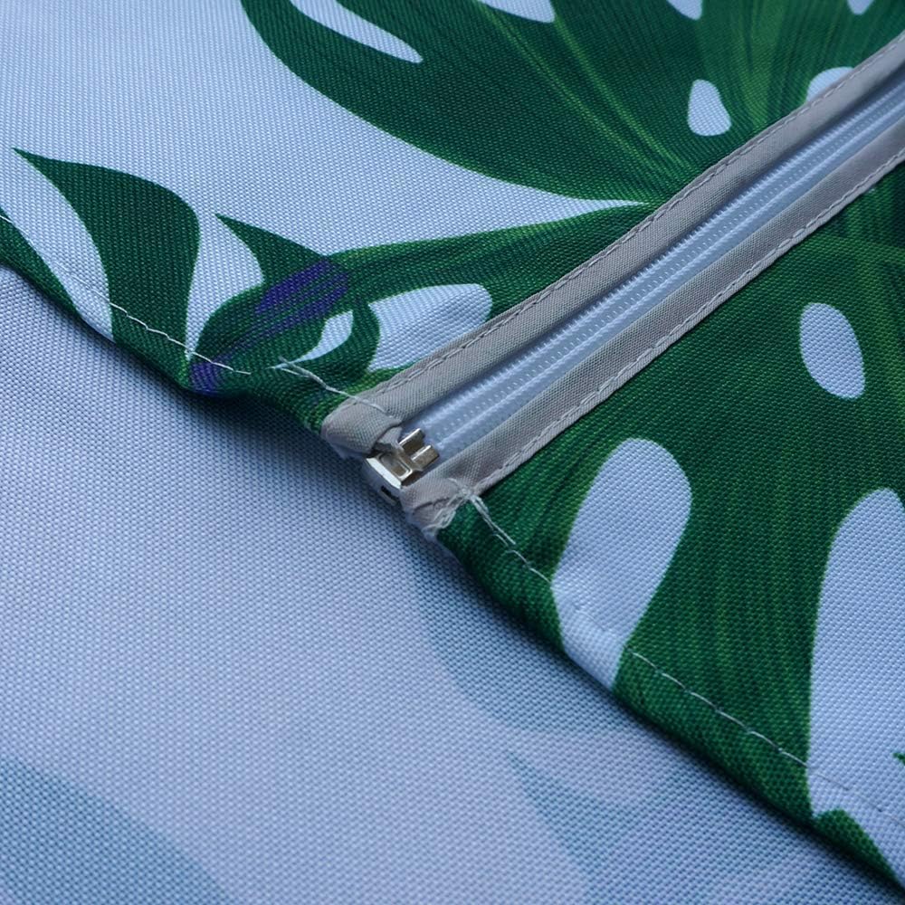 Hipinger Heavyweight Wrinkle-Free Stain Resistant Waterproof Outdoor Tablecloth with Umbrella Hole and Zipper (60" Square-Zippered, Green Leaves)