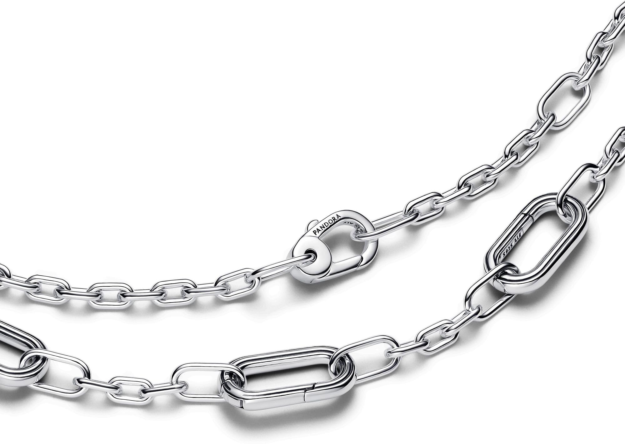 Pandora ME 393861C00-45 - Collar de cinco eslabones de plata de ley, compatible con el colgante ME, tamaño: 45 cm, 45cm, Plata esterlina, No es una piedra preciosa