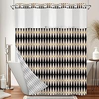 Vista 20 de Cortina de ducha bohemia sin ganchos y con forro adjunto, juego de cortinas de ducha impermeables de doble capa con parte superior transparente