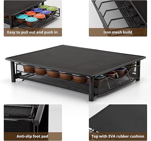 Vista 5 de Cajón de almacenamiento para cápsulas de café compatible con cápsulas Dolce Gusto y K Cup, soporte para 24 cápsulas, almacenamiento compacto debajo
