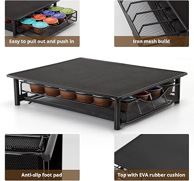 Coffee Pod Holder,Coffee Pod Storage Drawer Compatible With Dolce Gusto Capsules,Coffee Machine Stand,Pod Drawer Dispenser,24 Capsule Capacity,Great for Small Space Counters.