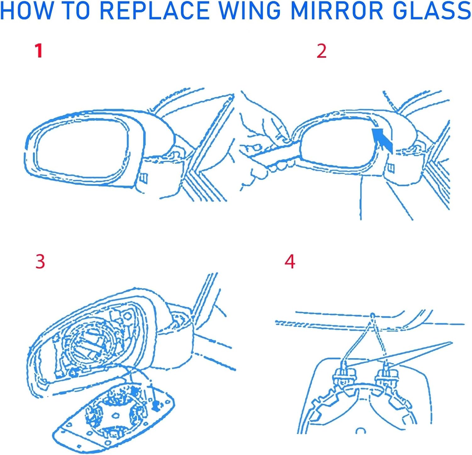 カーバックミラーレンズ ティグアン 2016-2023 左ヒーター付きドアミラーガラス凸面