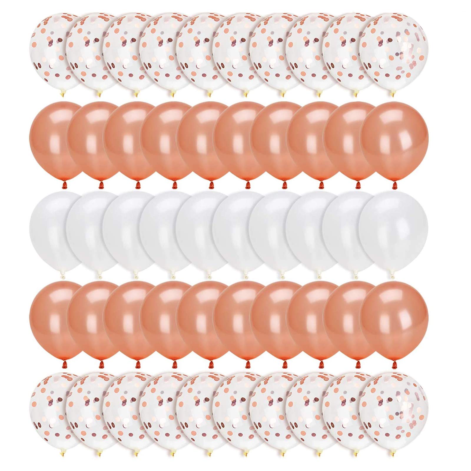 Linkbro 54pcs Pink Gold Balloons, Pink Gold White Latex Balloons 3.2g Helium Balloons with a Spray Bottle for Wedding Birthday Party (3 Bands)