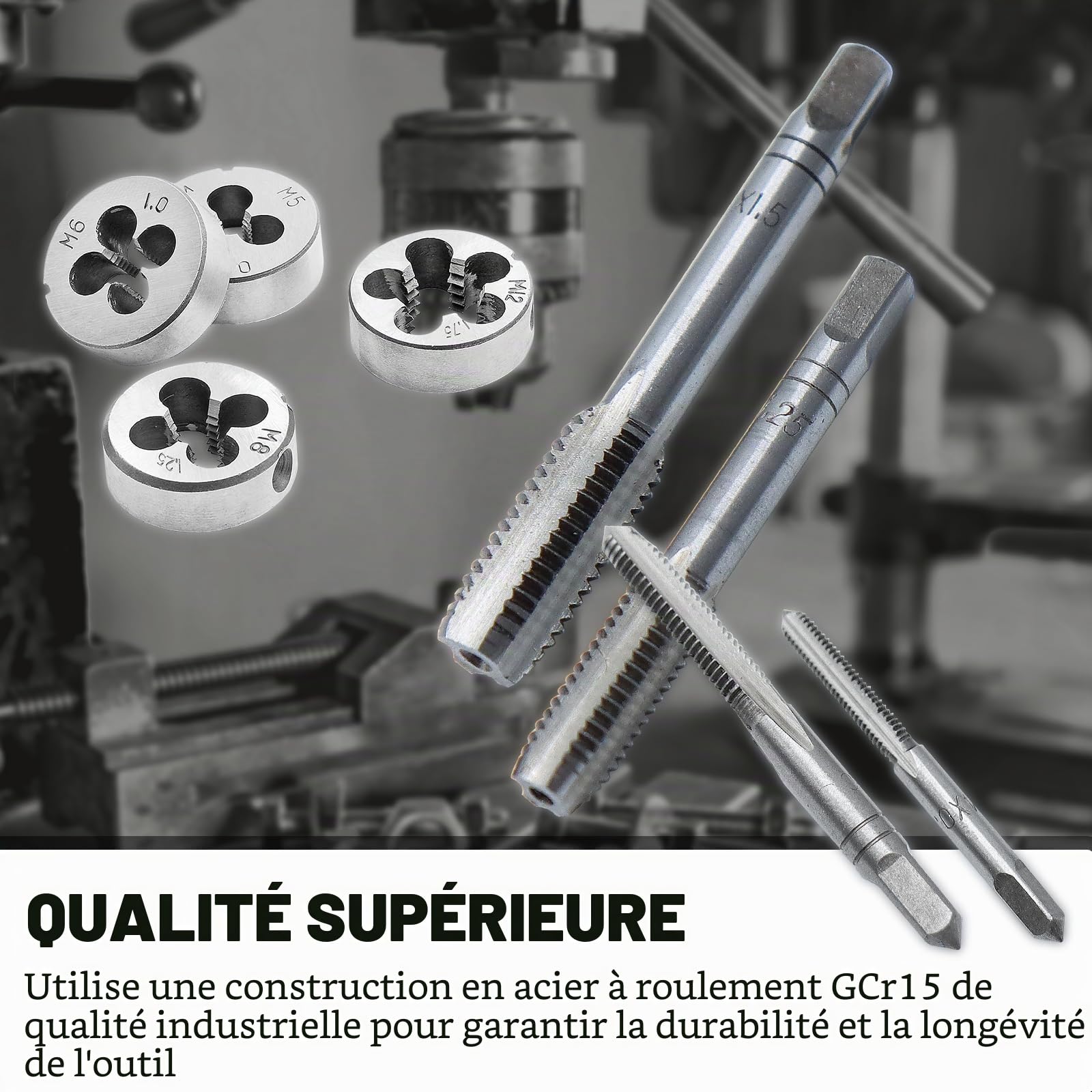 CCLIFE Coffret de Tarauds et Filières,32 pièces Kit de Filetage M3-M12 pour la Création et la Réparation de Filetage Taraudage et Filetage | Taraud et filière, avec taraud
