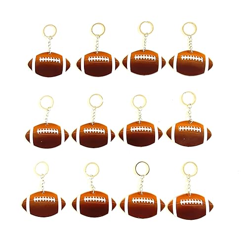 24 Pcs Football Themed Keychain Party Gift Football Shaped Pendant