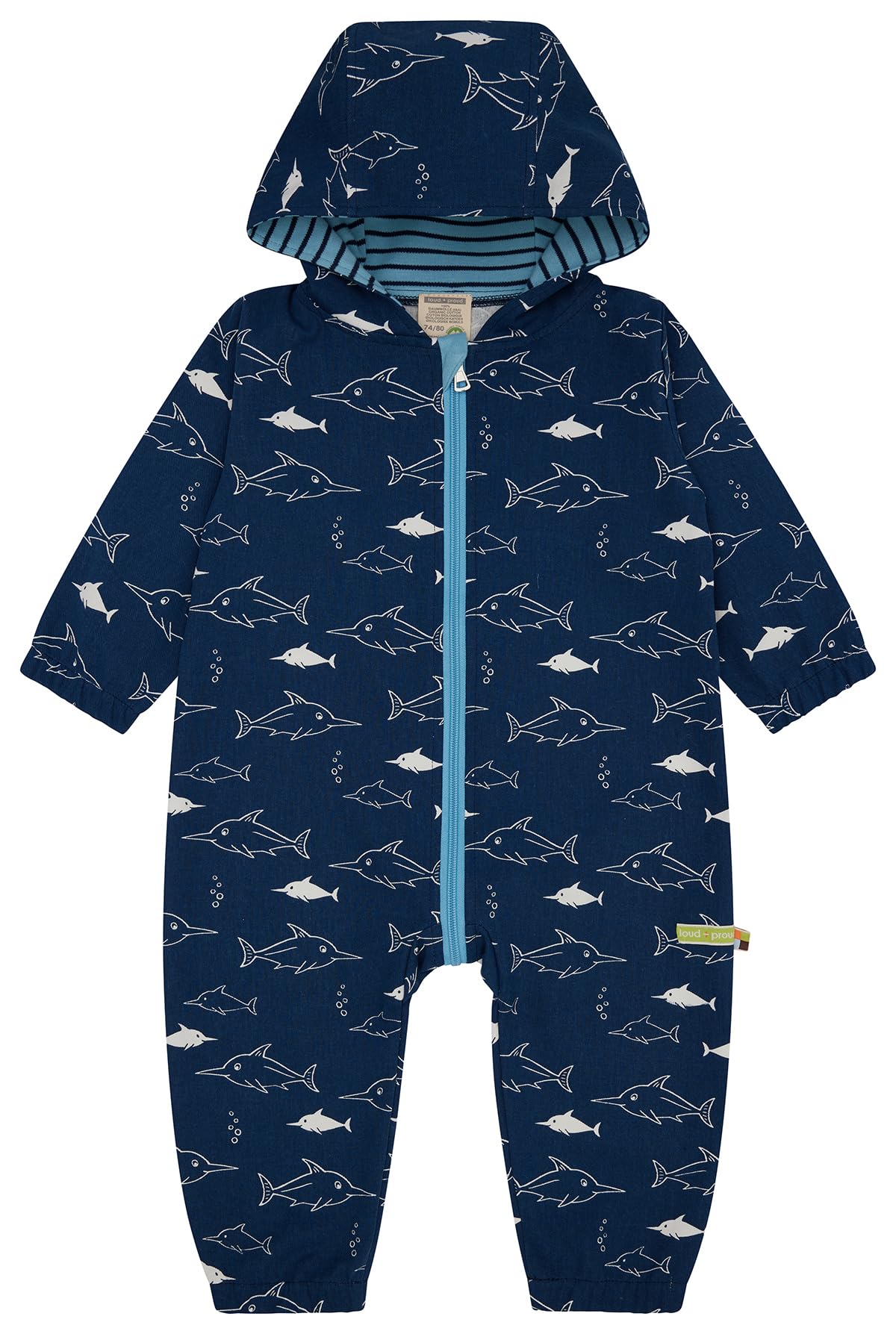 loud + proud Baby Outdoor, aus Bio Baumwolle, GOTS Zertifiziert Jumpsuit, Ultramarine, 62-68