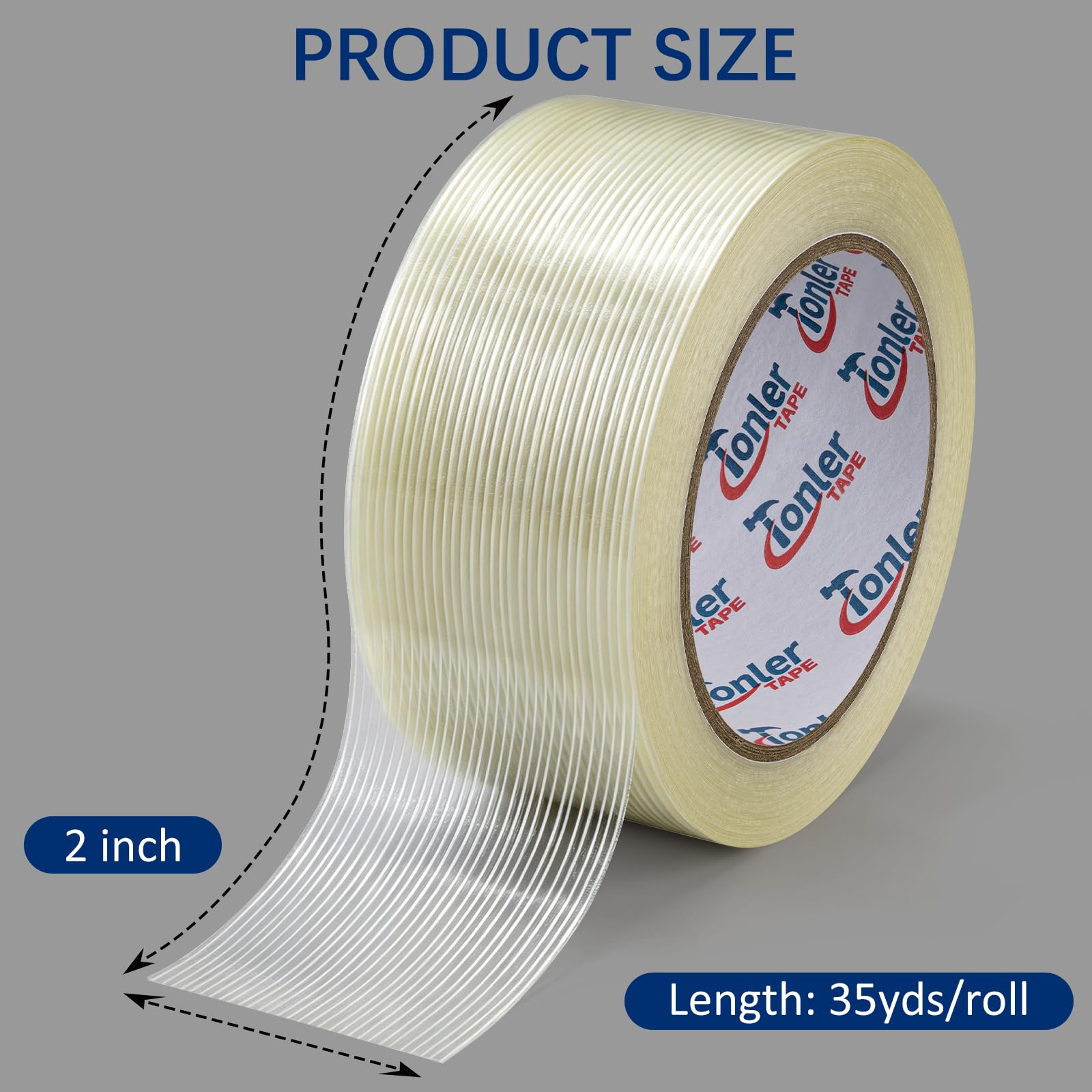 Heavy Duty Filament Tape - 6 Rolls 2" x 35Yd -5 Heavy Duty Filament Tape - 6 Rolls 2" x 35Yd -5