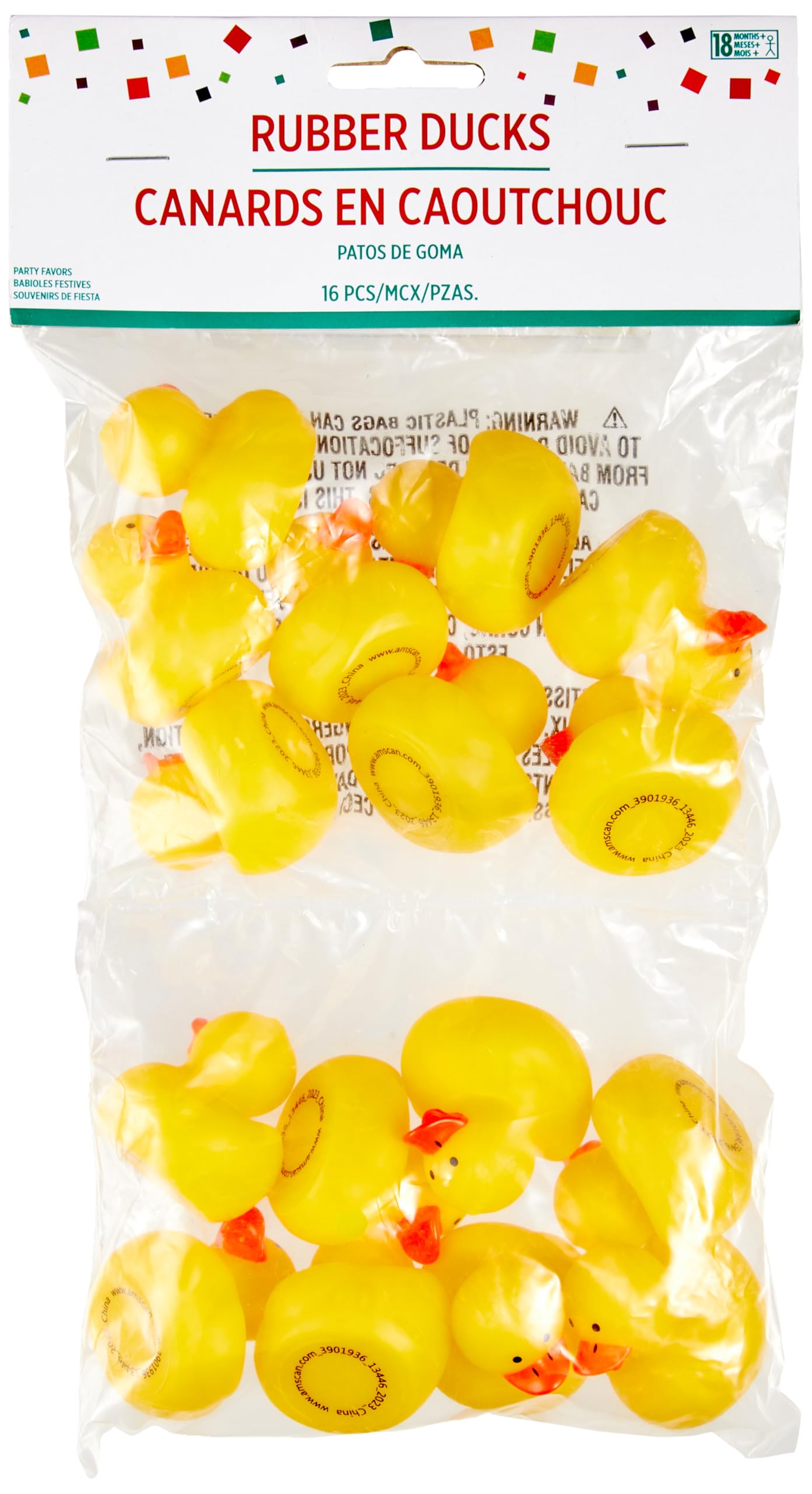 amscan Mini Rubber Duck Favors, 16Pcs