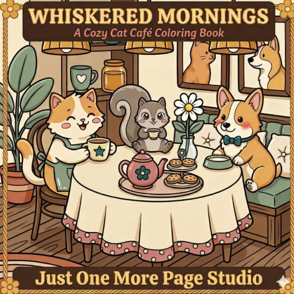 Whiskered Mornings: A Cozy Cat Café Coloring Book: Fluffy Moments, Warm Cups & Quiet Corners — A Cozy World to Color
