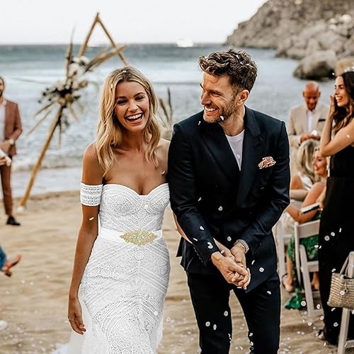 Miniatura 5 de Apliques de cuentas de diamantes de imitación iridiscentes para vestidos vintage de cristal para novia, cinturón de vestido de novia