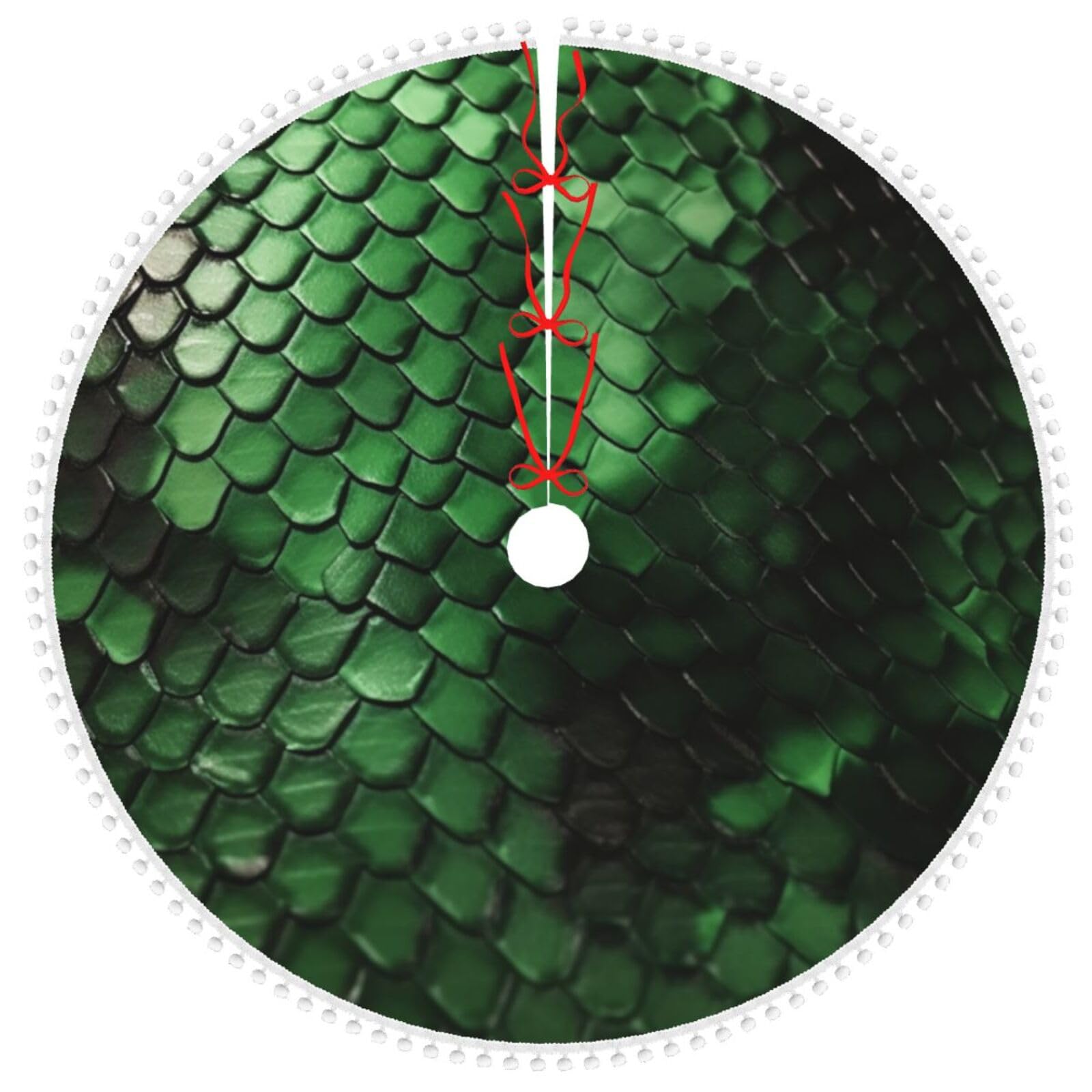 Jupe de sapin de Noël 122cm au motif peau de serpent vert pour un réveillon chic et chaleureux