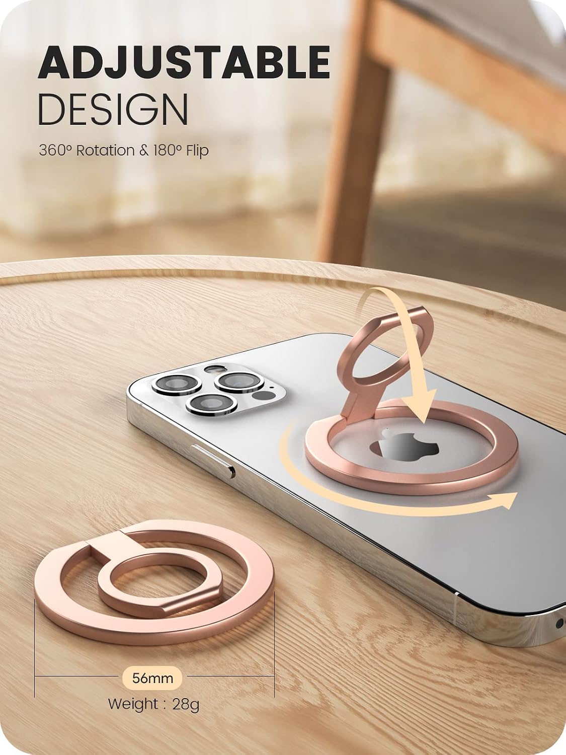 A-LuGei【Removable Wireless Charging】 MagSafe Ring, 【Foldable & Detachable】 Magnetic Cell Phone Ring Holder Finger Kickstand, 【14 Strong Magnets】 Phone Holder for Hand Mag Safe iPhone Ring Holder Grip