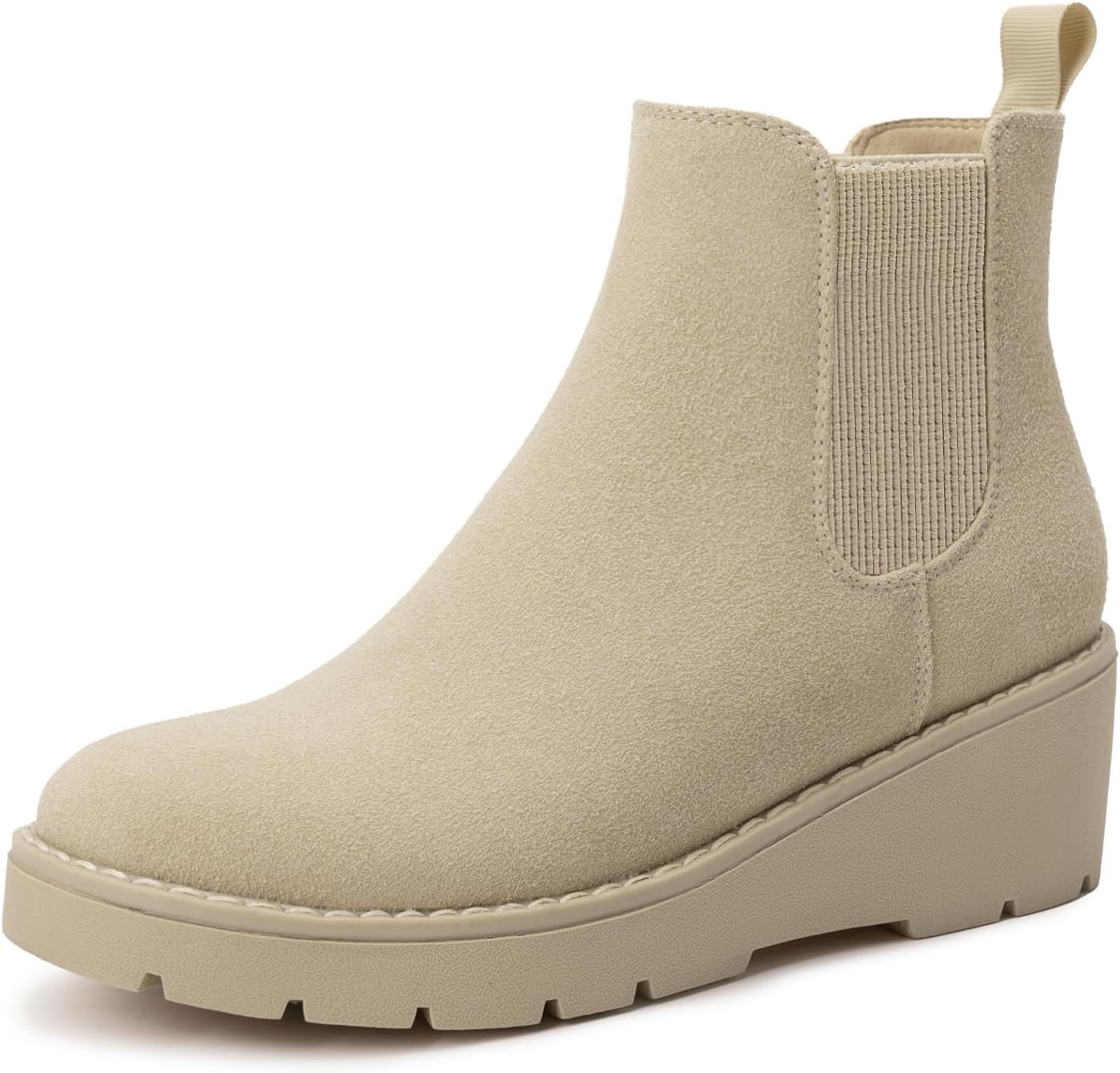 Athlefit Girls Ankle Boots Kids Platform Slip On Chelsea Wedge Booties for Toddler Little Kid Big Kid