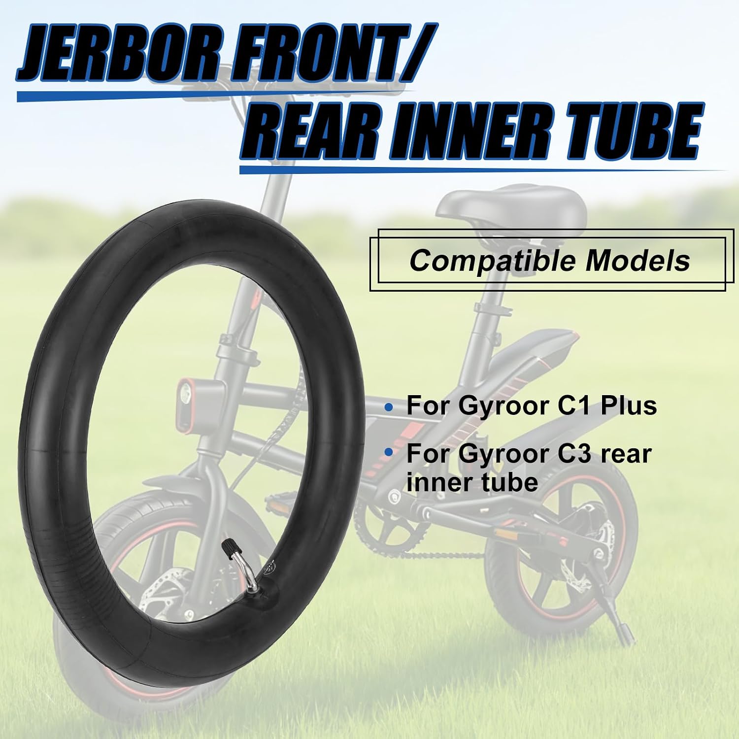 Jerbor 14'' x 2.125'' Upgraded Inner Tube for Jetson Bolt Pro/Adventure Gyroor C1 Plus (Front & Rear Wheel) Gyroor C3 (Rear Wheel), Thickened Puncture Resistant, E-Scooter Accessories