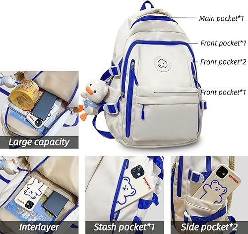 Miniatura 3 de Teclado Mochila Kawaii con accesorios lindos, bolsas ligeras para laptop, impermeable, casual, para viajes, (negro)