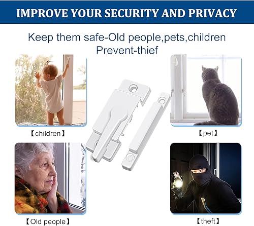 Miniatura 4 de WAO ZONE Paquete de 6 cierres de ventana de seguridad, para ventanas correderas verticales y horizontales y ventanas individuales o dobles de vinilo