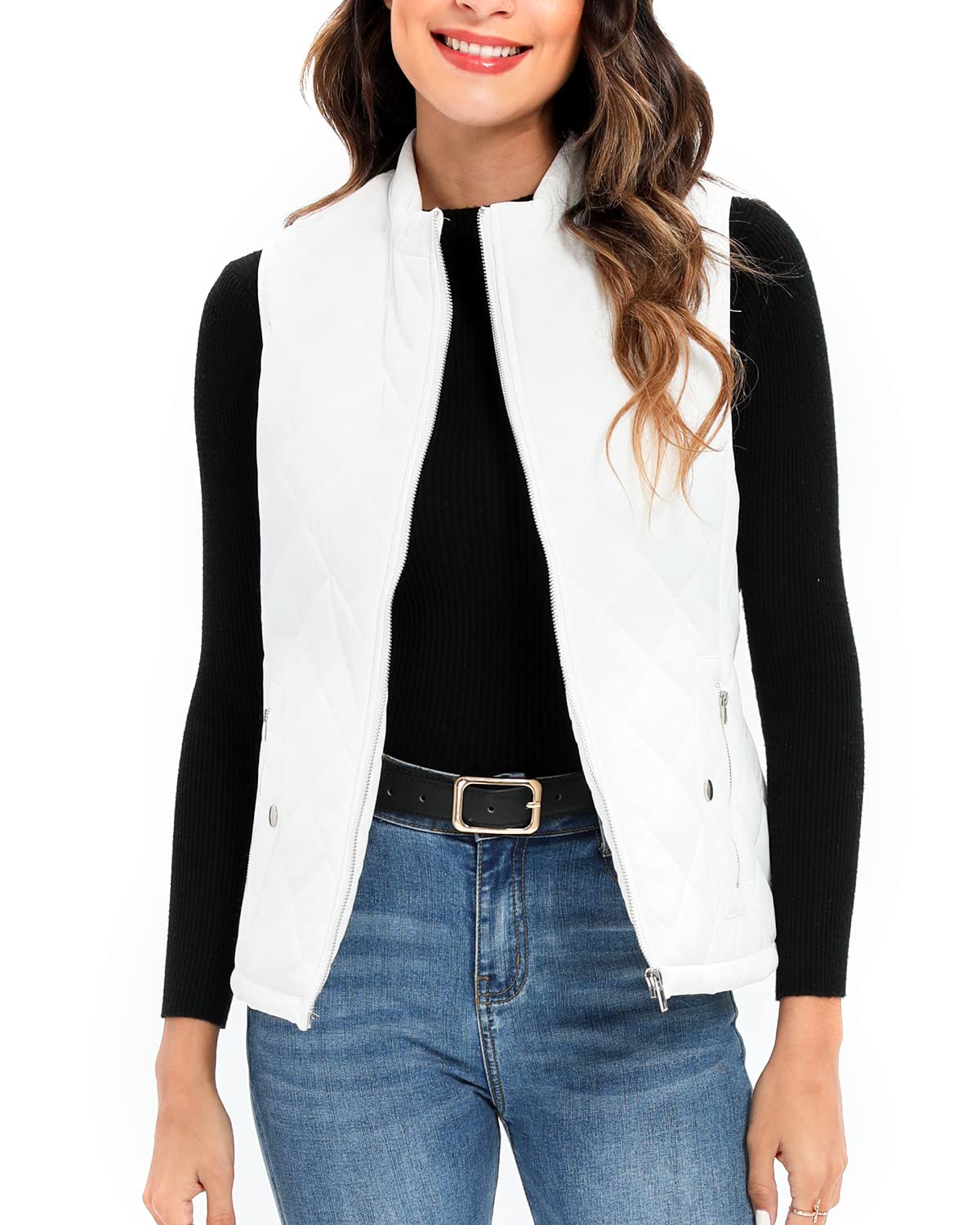 Xeoxarel Women's Quilted Vest, Puffer Sleeveless Jacket Gilet XS-XXL