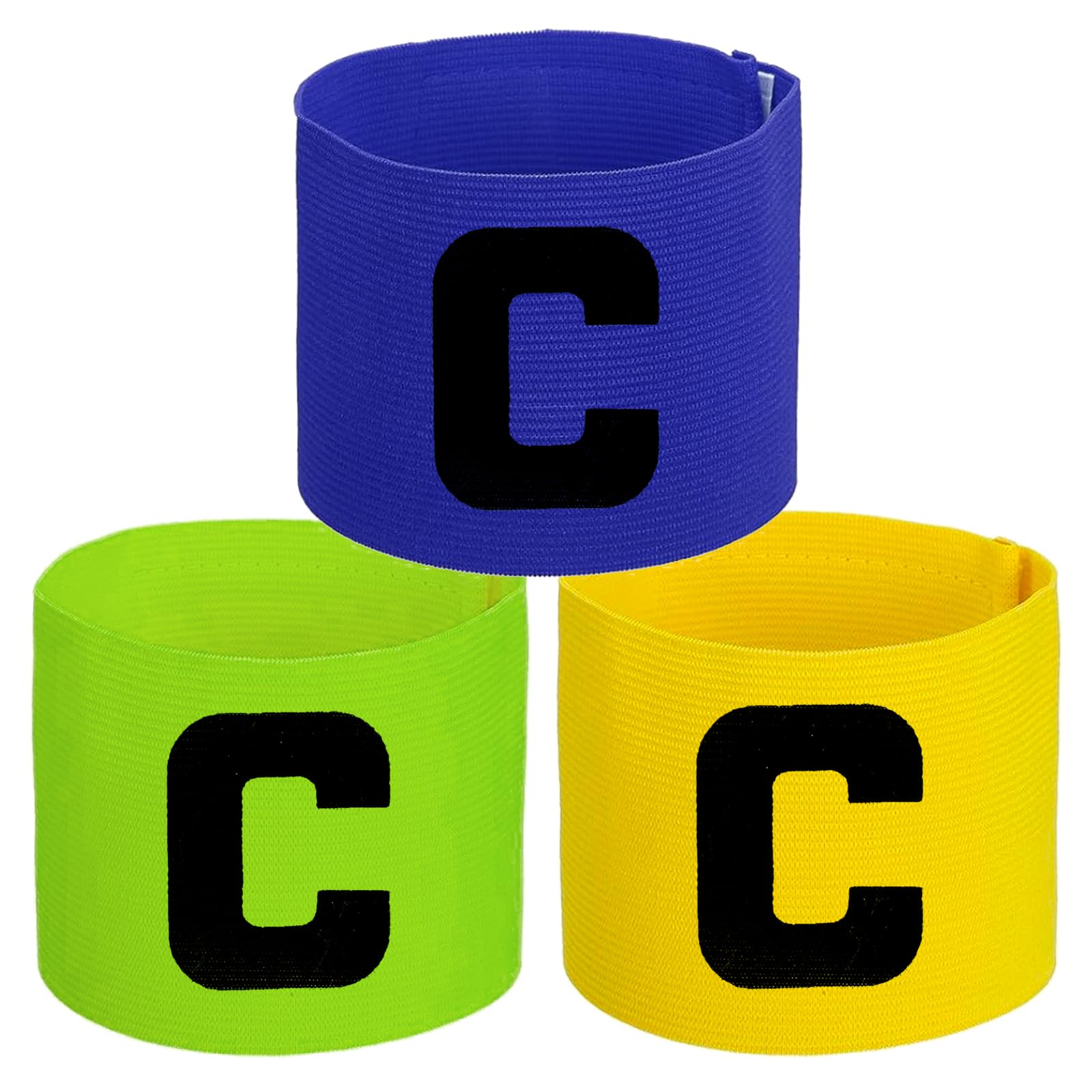 LICQIC 3 Pcs Captains Armband, Elastic Sports Arm Band, Adjustable Captain Armbands, for football, hockey, rugby and many other sports (Design B, 3 Colours)