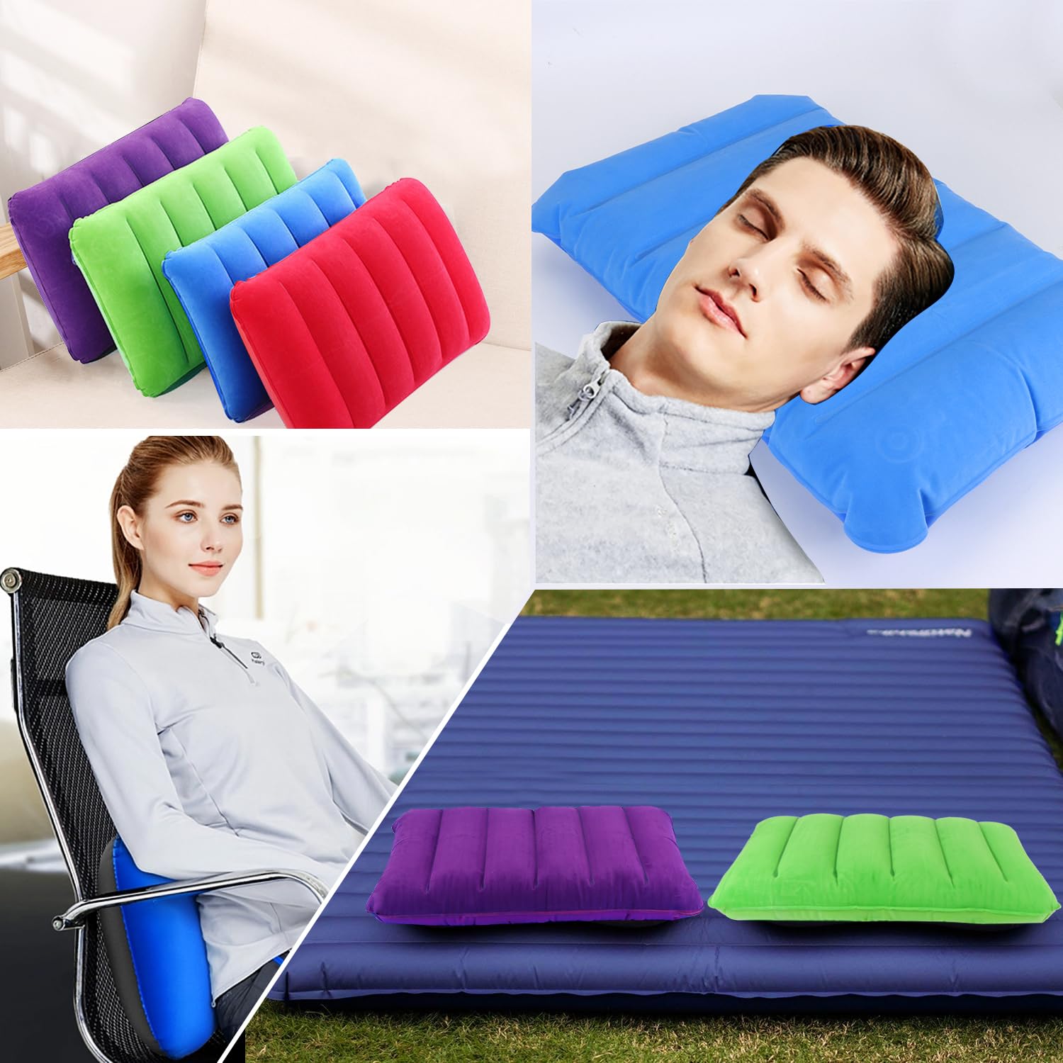 JSMTKJ Cojines inflables 4X Almohadas Inflables de Viaje para Acampar Almohada de Viaje Inflable Hinchables Cojín de Aire para Acampada, Senderismo, Auto
