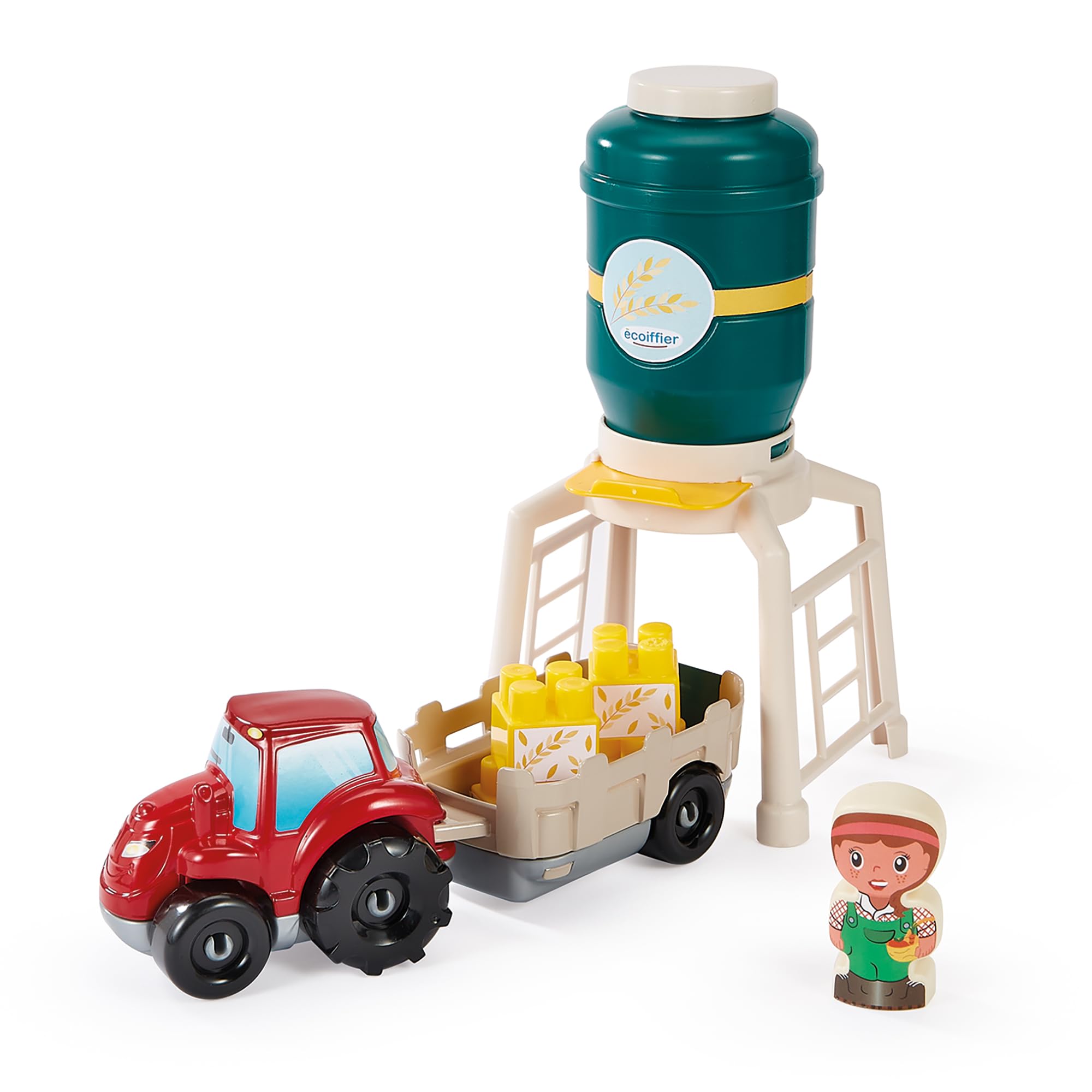 Ecoiffier Abrick Granja ecológica, Juego de construcción con Animales, Tractor, silo y Accesorios, con Paneles solares y aerogenerador, Juguete Educativo Desde 18 Meses (7900002979)