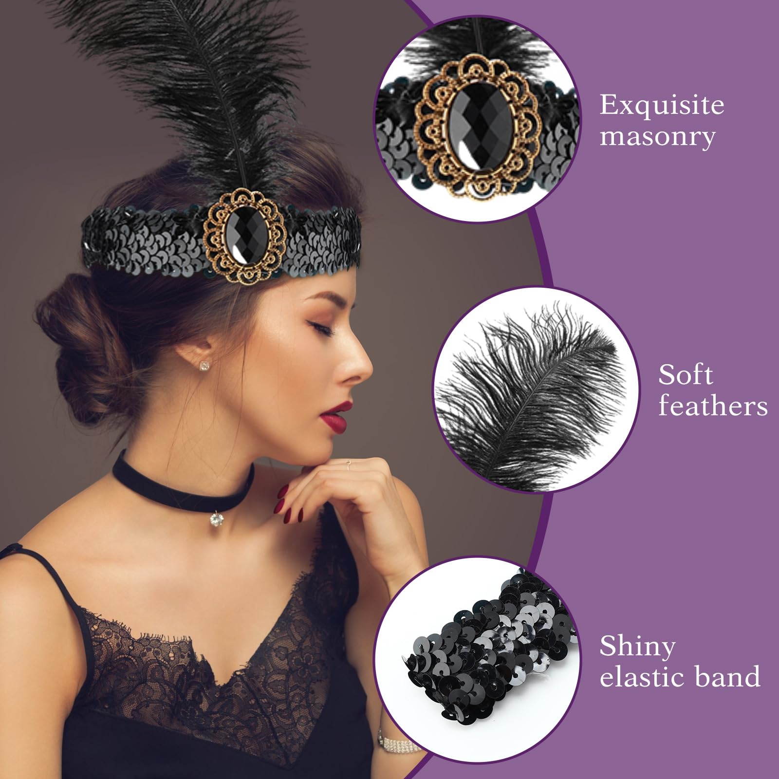 Amazon.com: Jexine 30 Pcs 1920s Flapper Headband Bulk for  display picture 1