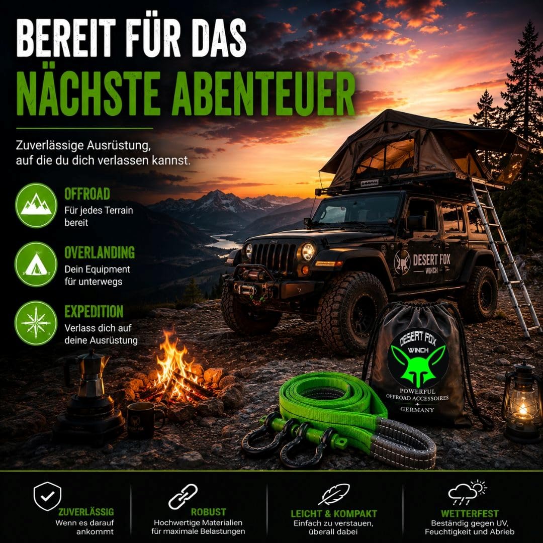 Bergeset mit 1,5 m Bergegurt nach EN 1492-1 und 2 x 3/4 Zoll Schäkel - Baumgurt, Anschlaggurt, Recovery Set für Offroad, Forst und Geländewagen