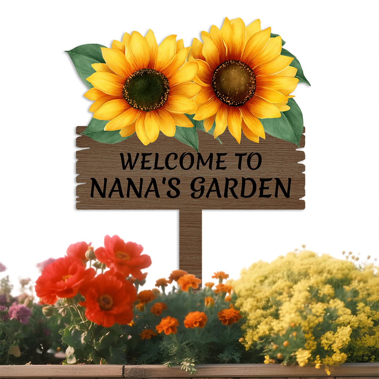 Personalised Sunflowers Garden Sign,Custom Metal Colorful Flowers Yard Stake for Outside,Customized Name Sign,Gifts for Gardeners,Welcome Sign style-8
