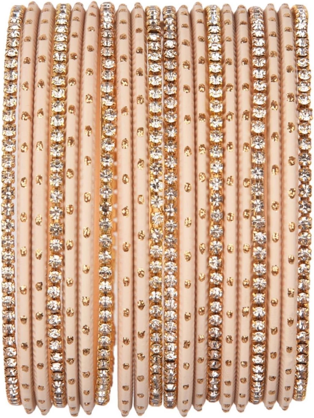 Efulgenz Indian Bangles Set - Wedding Bangles with Rhinestone CZ Plain Metal Bracelet for Women - Image 6