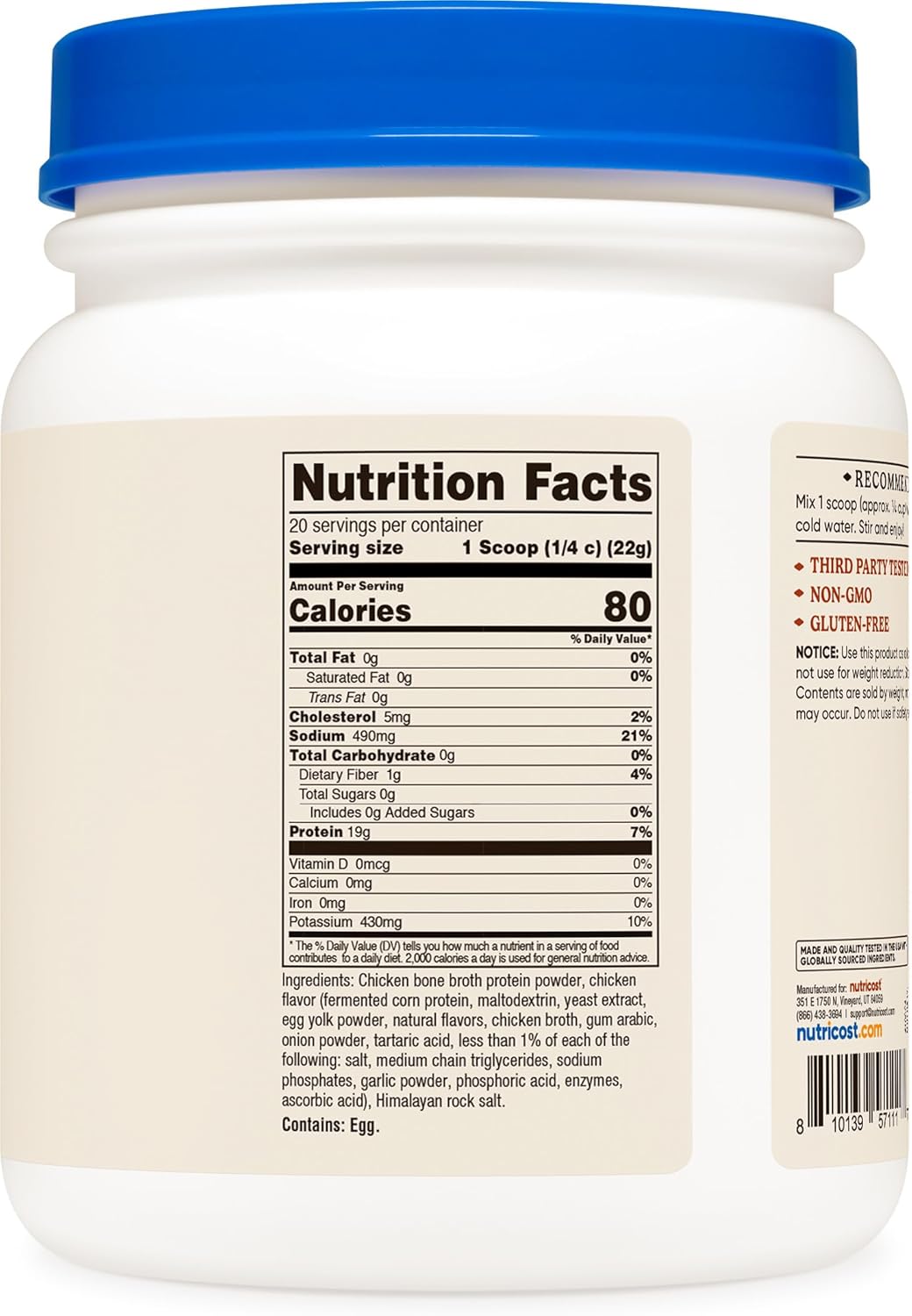 Nutricost Chicken Bone Broth Protein (Chicken Flavored, 20 Servings) - Image 5