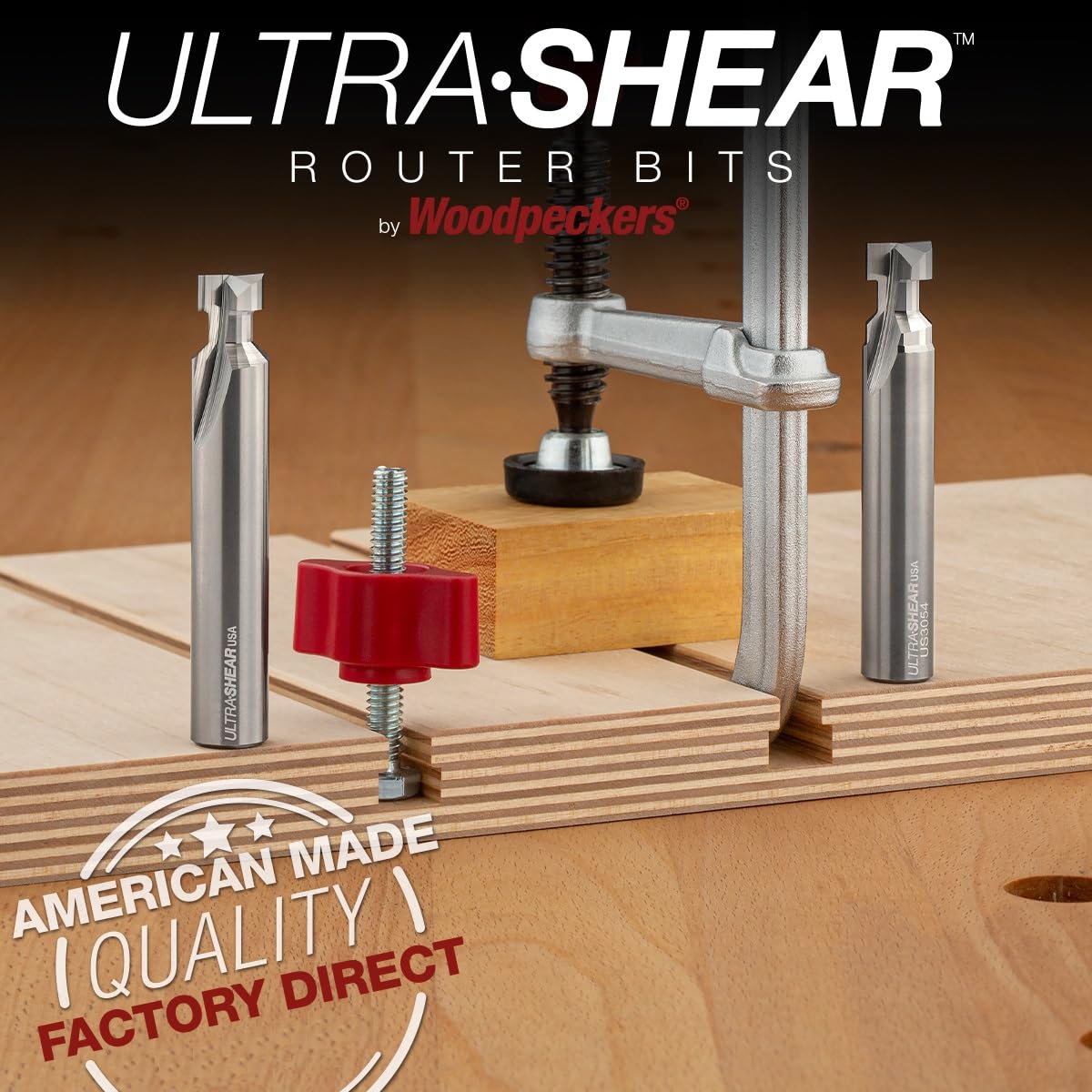 T-Slot Router Bit Set, for Track Saw Track Clamp Slots and 7/16 Hex Head 1/4-20 Hardware Slots, USA Made - USTSSC-2PC