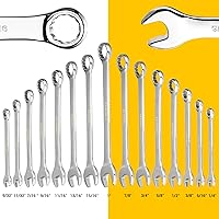 Vista 2 de DEKOPRO Juego de llaves combinadas, SAE, 15 piezas, 1/4'' a 1'', 12 puntos, acero al cromo vanadio, con bandeja de plástico