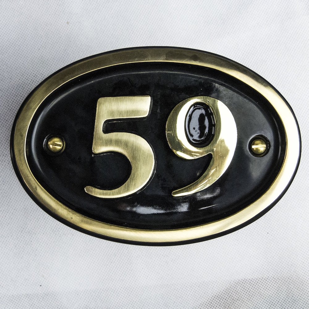 Solid Brass House Number Oval Design (No 59)