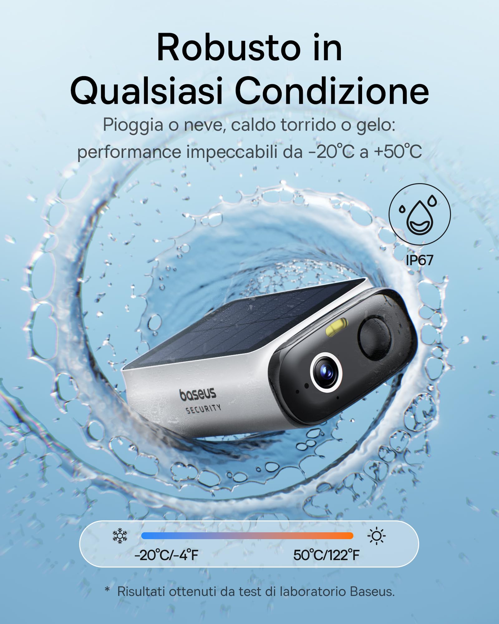 Baseus Security S1 Lite [3-Cam] Telecamera Wi-Fi Esterno senza Fili Pannello Solare, IP67 Videocamera Sorveglianza Batteria 2K 135°, Visione Colorata, Nessun Costo, Compatibile con Alexa & Google