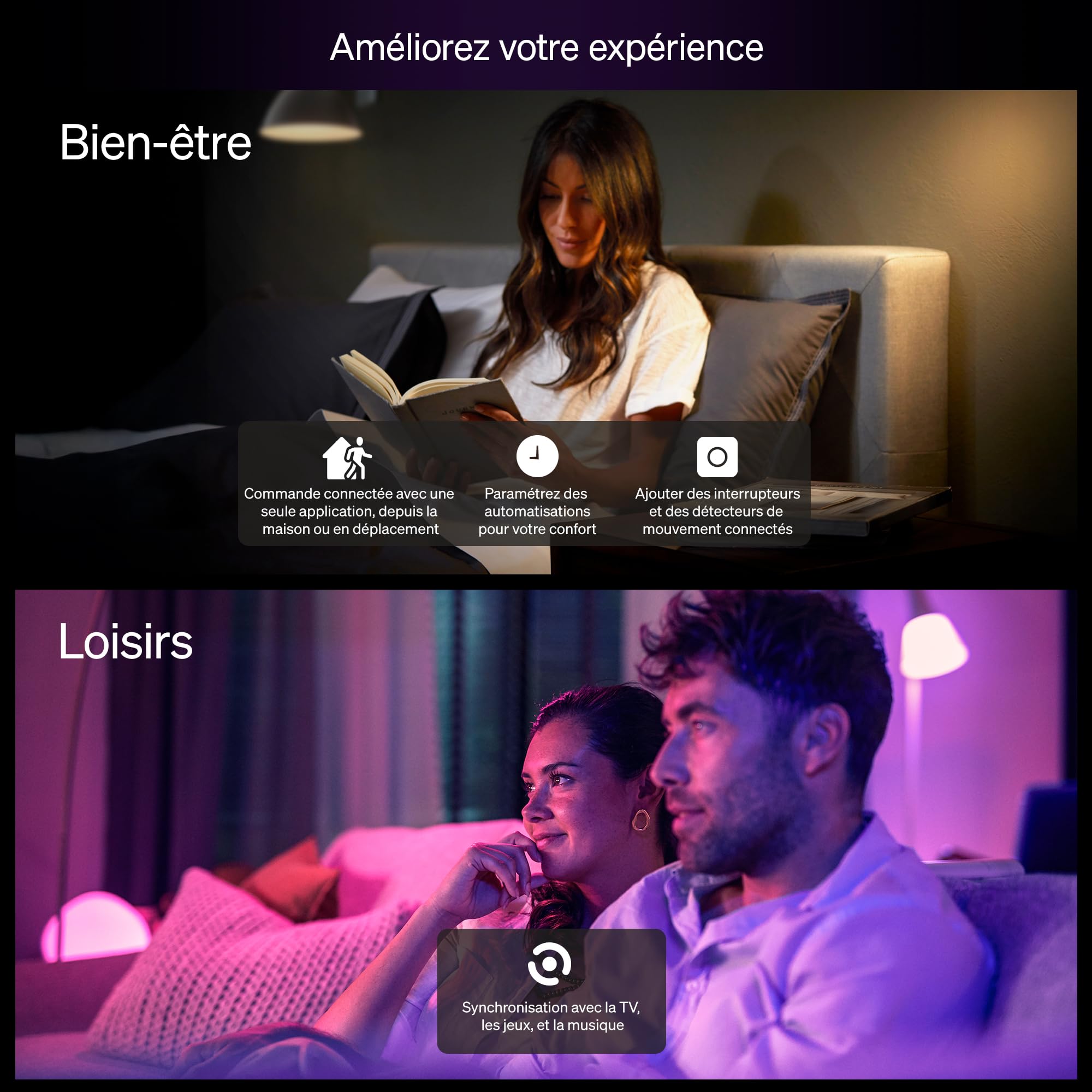 Philips Hue Essential Kit de démarrage avec Bridge+3 ampoules connectées GU10 Essential + Smart Button, WACA, 2200-6500 K, variable, Ampoule connectée compatible Alexa, Google Assistant, Apple Home