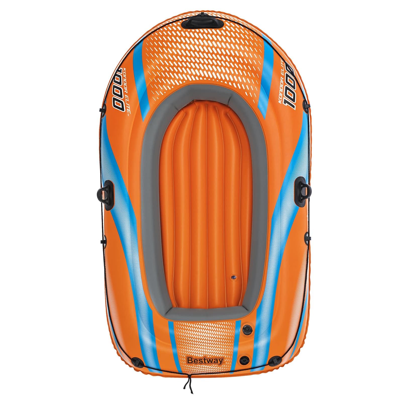 Bateau Gonflable en PVC Orange 162 x 96 cm léger, Durable, idéal pour Loisirs Nautiques en lac, rivière ou mer, Facile à Transporter, avec Accessoires de Propulsion, pour Aventures Estivales