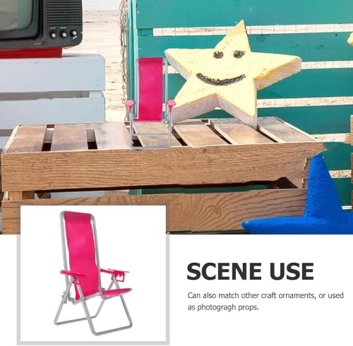 Miniatura 9 de 2 sillas de playa en miniatura, casa de muñecas, sillas de playa plegables, mini silla para tomar el sol, silla de cubierta Longue, accesorios de