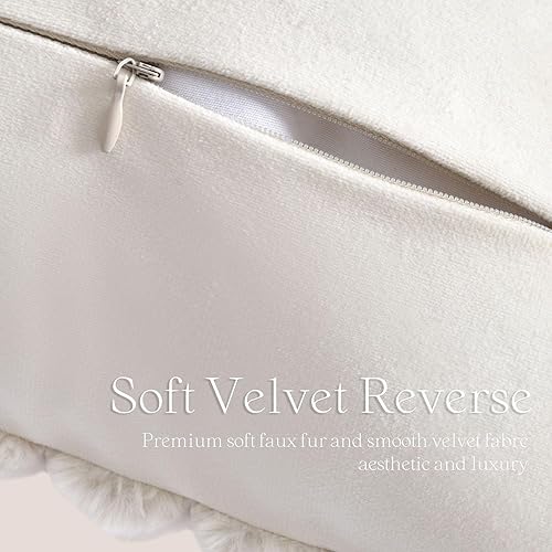 Miniatura 3 de Foindtower Paquete de 2 fundas de almohada decorativas de felpa de pelo sintético suave y esponjoso, funda de cojín lumbar acogedora a rayas,