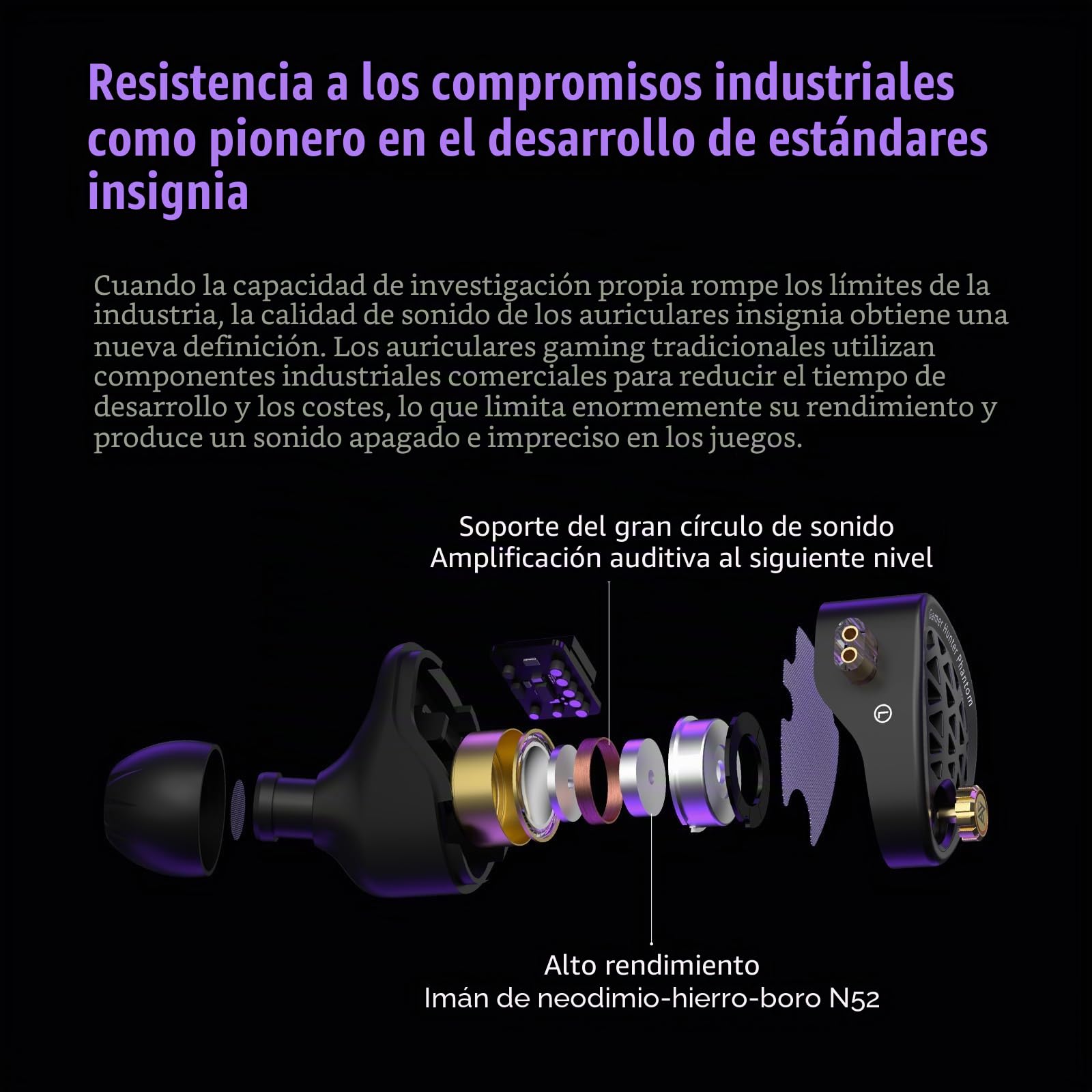 KZ Phantom Auriculares In Ear para Juegos, IEM Gaming con Cable y Micrófono, HiFi In Ear Monitor, Sonido nítido y Graves Profundos, con Cable Desmontable para Gaming