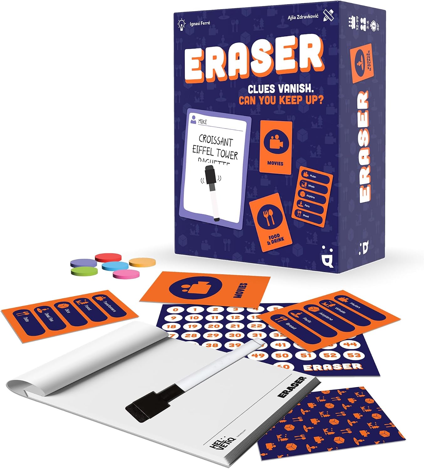 Eraser Party Game - Fast-Paced Word Game with Disappearing Clues, Family Fun for Kids & Adults, Ages 12+, 3-6 Players, 30 Minute Playtime