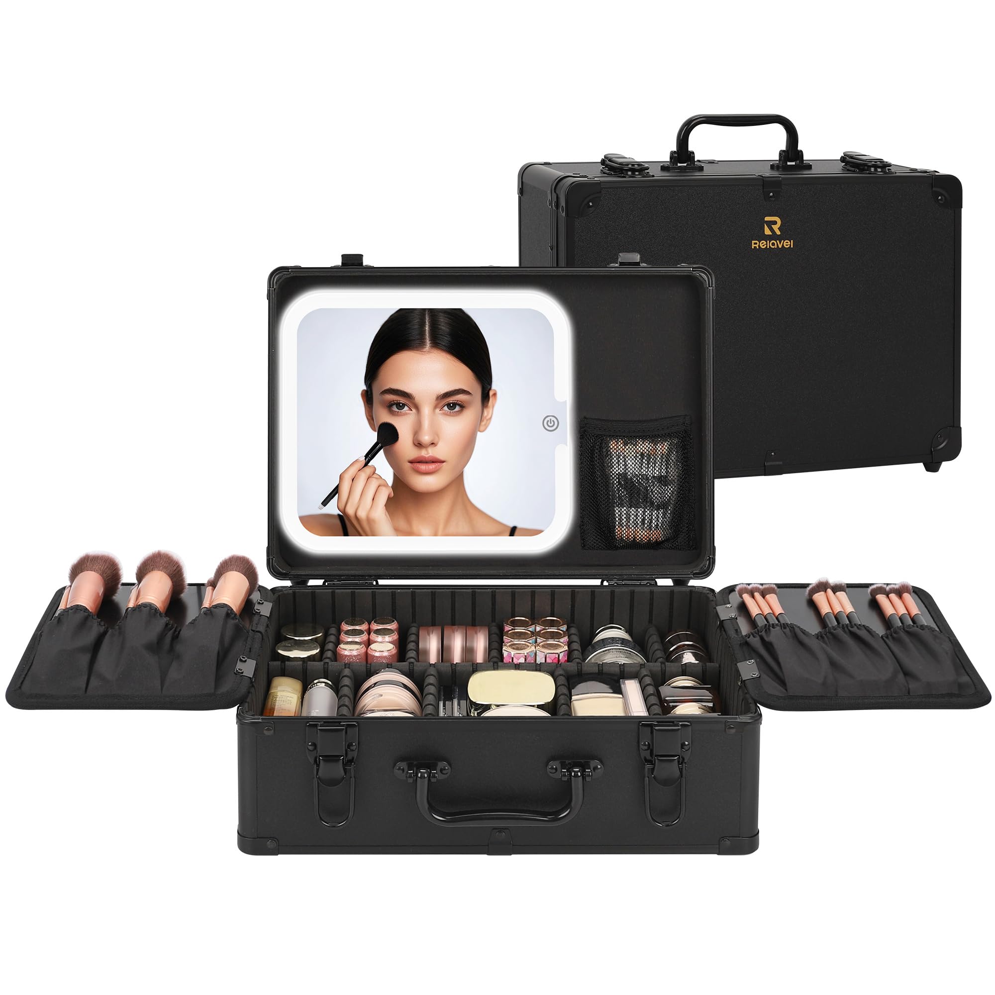 Relavel Estuche de Maquillaje con Ruedas, Mochila de Maquillaje Profesional para Artistas de Maquillaje