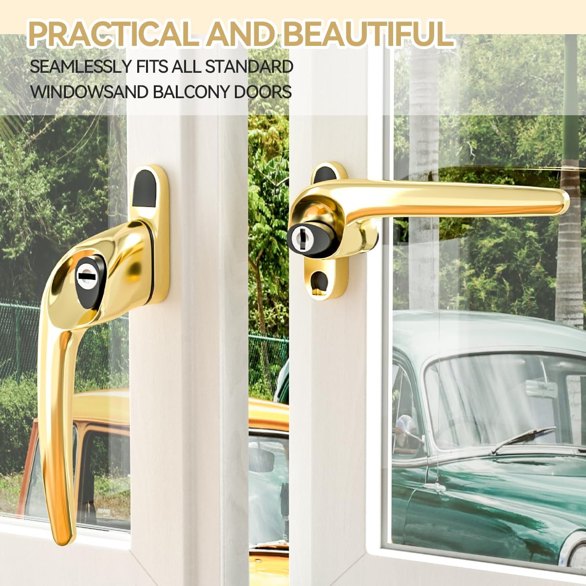 Bwintech Offset-Fenstergriff, PVC, PVC, Zink, rechts, 43 mm Spindel für Innen- und Außenbereich, UPVC-Fenster, 4 Stück