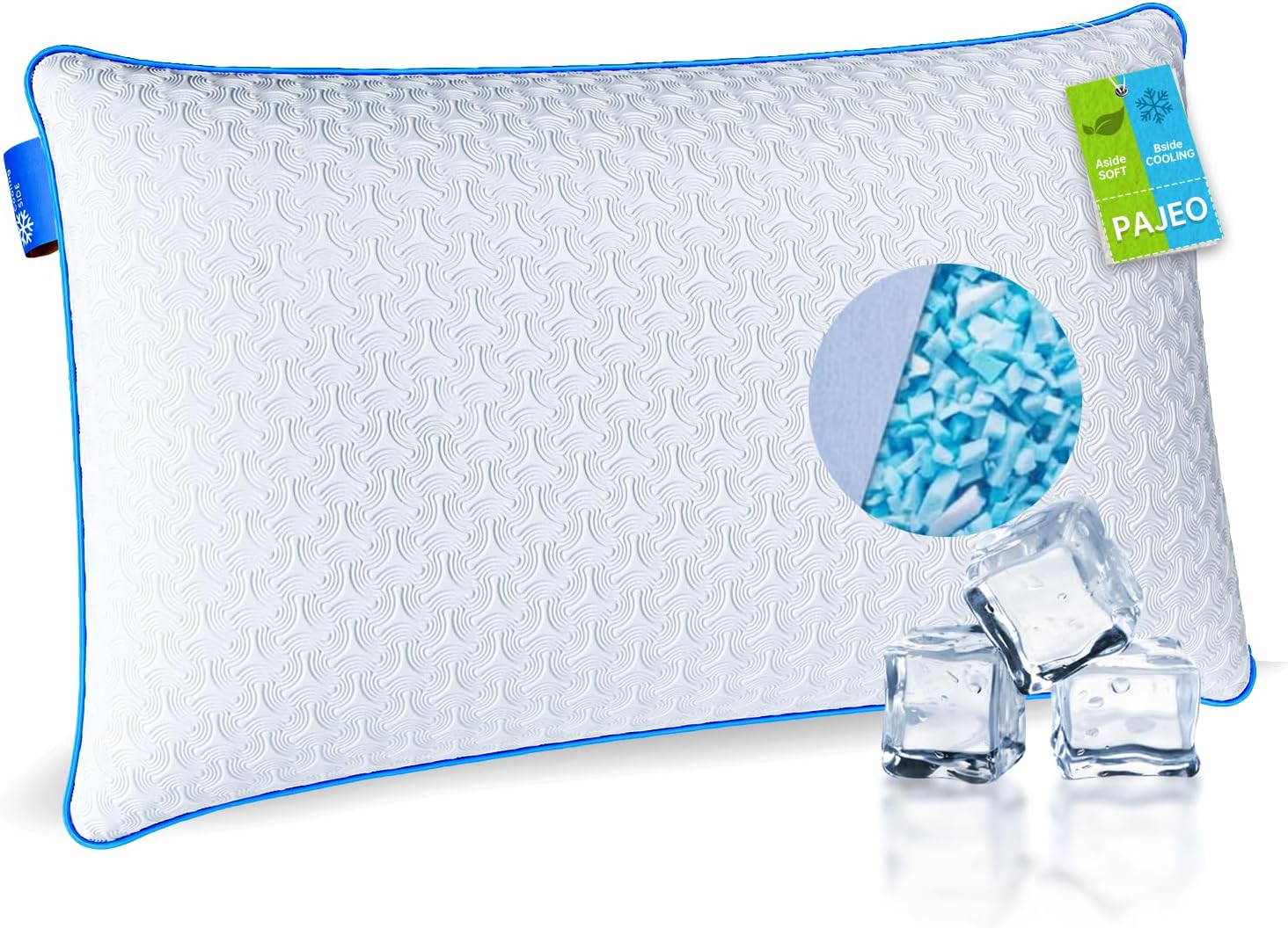 Cooling Bed Pillows for Sleeping Queen Size Set of 1, Double-Sided Memory Foam Cool Pillow with Zipper for Hot Sleepers, Cold Pillows for Side, Back or Stomach Sleepers Shell 1 pack