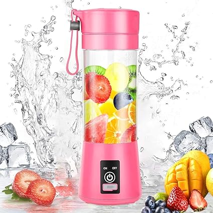 Erizo 4 Blades Portable Rechargeable USB Juicer Bottle Blender with Charging Cable (380 ml, Multicolour)