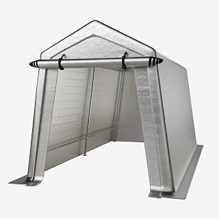 7x12 FT Portable Garage Carport, Heavy-Duty Storage Shed with 220G Waterproof PE Tarp, Roll-Up Zipper Door & Vent, for Motorcycle, Bike, Tools, Lawn Mower, Outdoor Equipment, Gray
