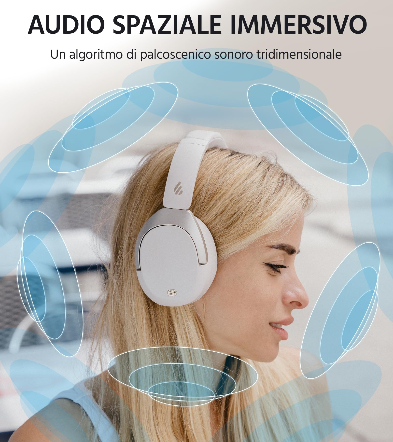 Edifier W830NB Cuffie Over Ear Bluetooth V5.4, Cancellazione Rumore Attiva Ibrida -45dB, Autonomia di di 94 ore, Hi-Res Wireless con LDAC, Audio Spaziale, Ricarica Rapida, Connessione Multipoint - Vista 4